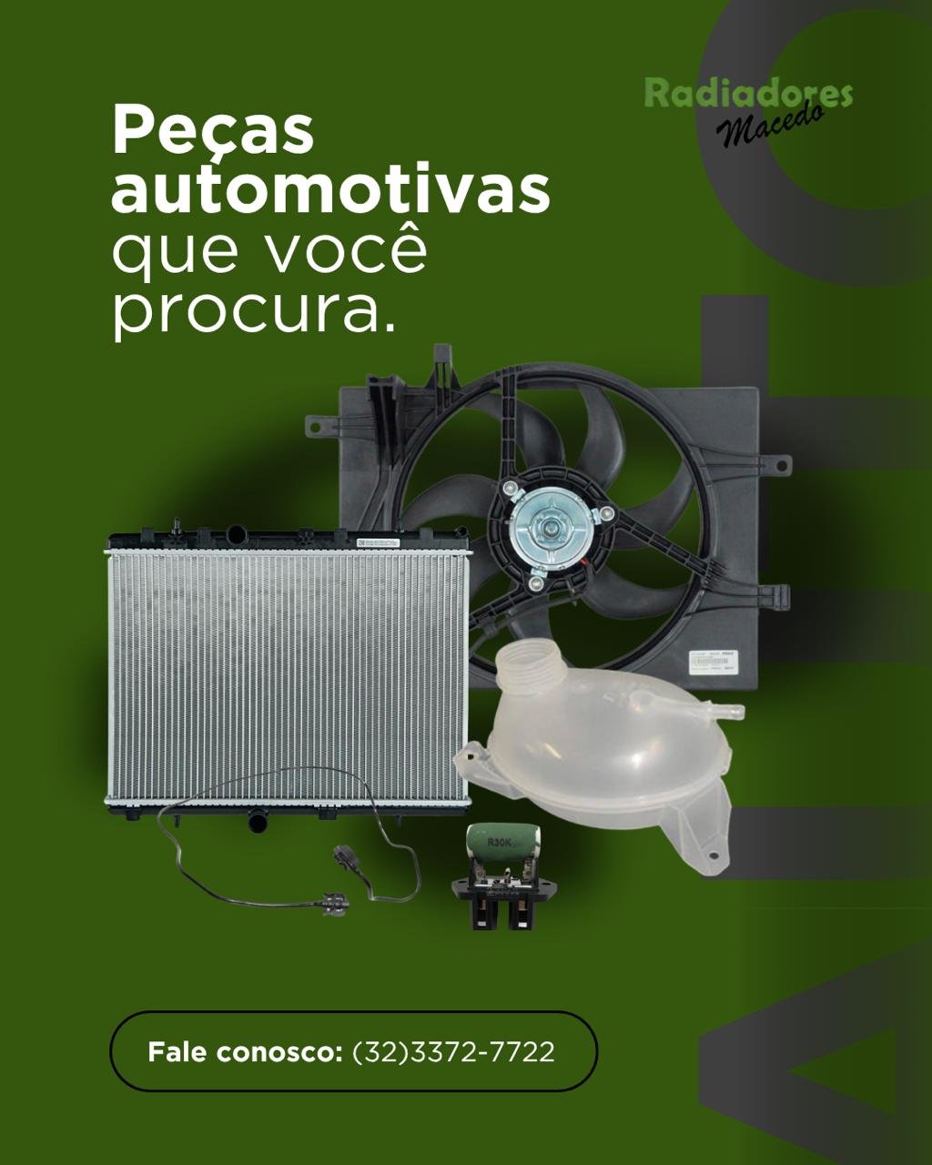 Peças e componentes automotivos comercializados pela Radiadores Macedo